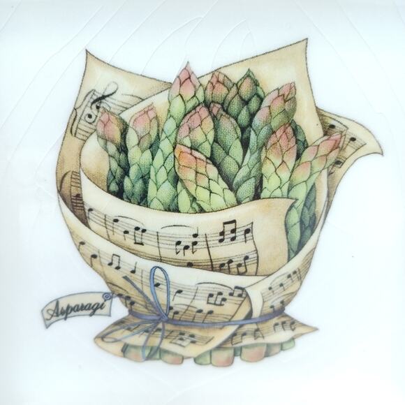 Set/3 Veggie Notes 7.5" Appetizer Plates Carrot Asparagus Onion Made in Italy - Picture 9 of 10